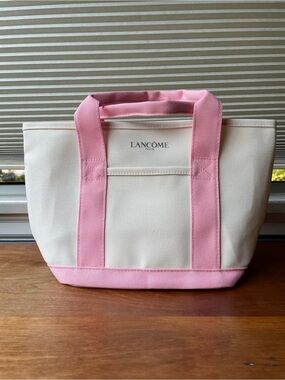 Lancôme Paris Pink and Cream Canvas Tote Bag